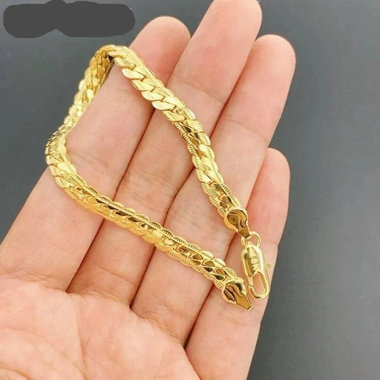 High Quality Gold Plated Bracelet Flat Sideways Chain