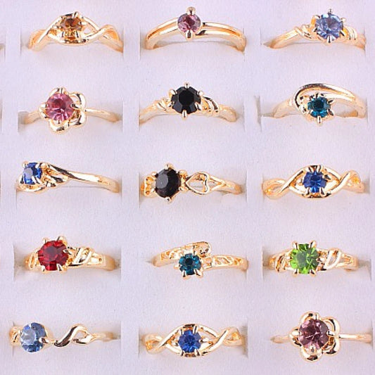 Women Birthstone Stylish Gold Plated Rings