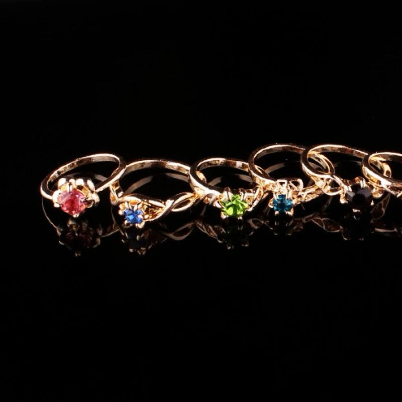 Women Birthstone Stylish Gold Plated Rings