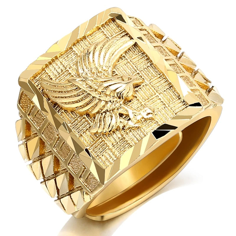 Eagle Luxury Gold Plated Formal Office Men Rings