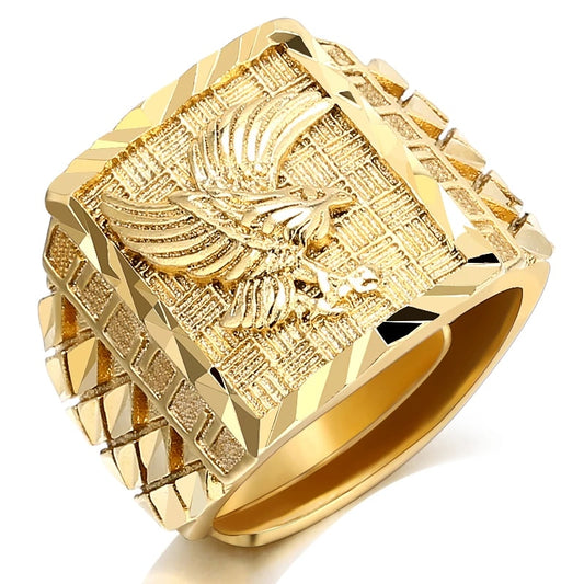 Eagle Luxury Gold Tone Men Ring