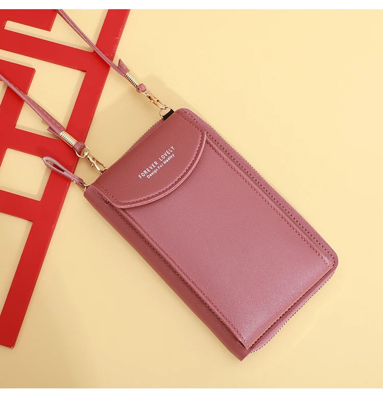 Phone Crossbody Bags for Women Shoulder Bag  With Headphone Plug 3 Layer Wallet