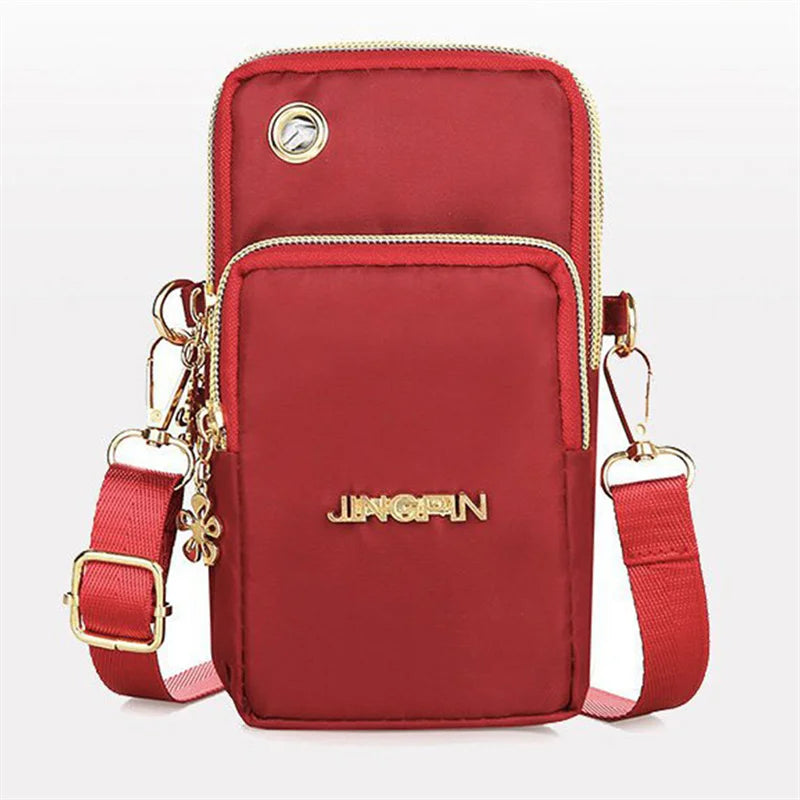 Phone Crossbody Bags for Women Shoulder Bag  With Headphone Plug 3 Layer Wallet