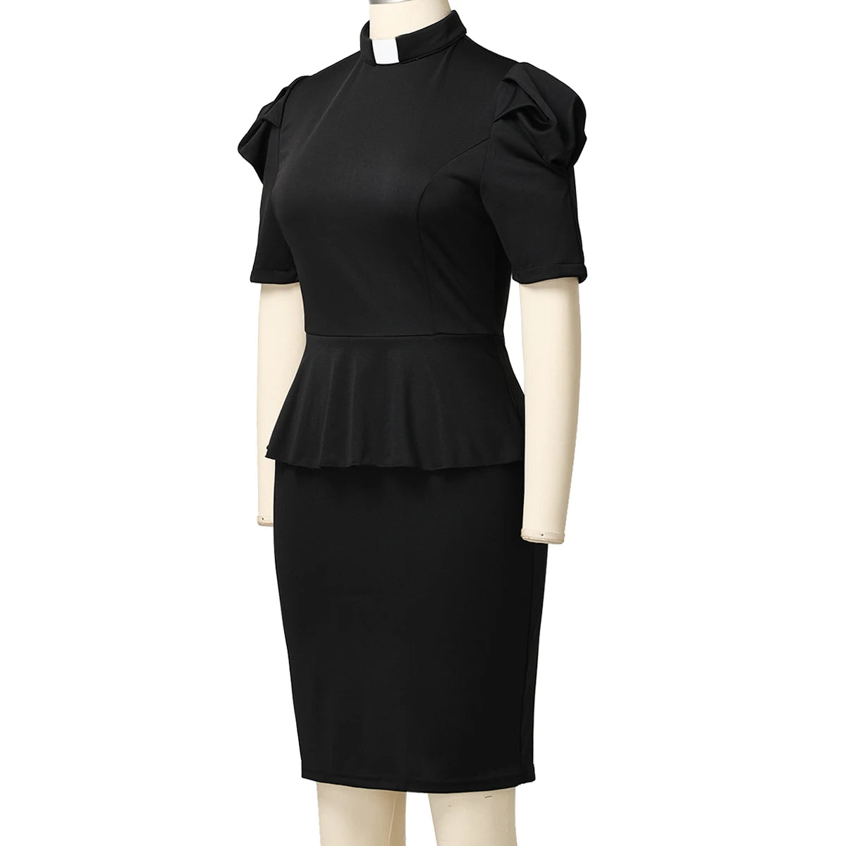 Clergy Women Dress Short Sleeves Black Minister Dress