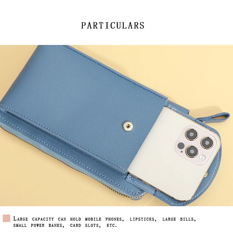 Phone Crossbody Bags for Women Shoulder Bag  With Headphone Plug 3 Layer Wallet