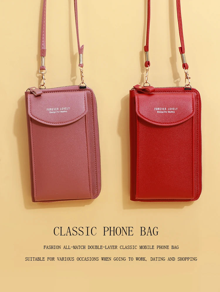 Phone Crossbody Bags for Women Shoulder Bag  With Headphone Plug 3 Layer Wallet