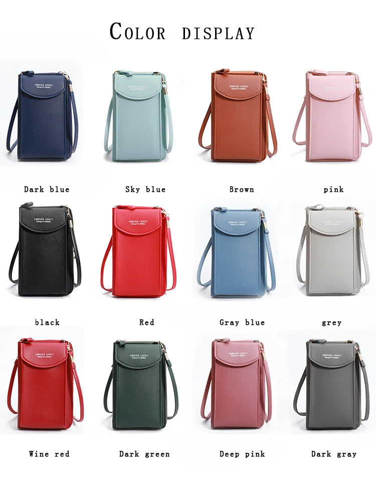 Phone Crossbody Bags for Women Shoulder Bag  With Headphone Plug 3 Layer Wallet