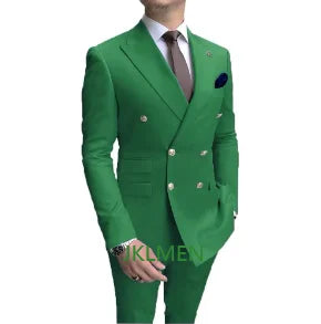 Men Formal 2peice Double Breasted Wedding Suit Prom Tuxedo Blazer Gold Buttons