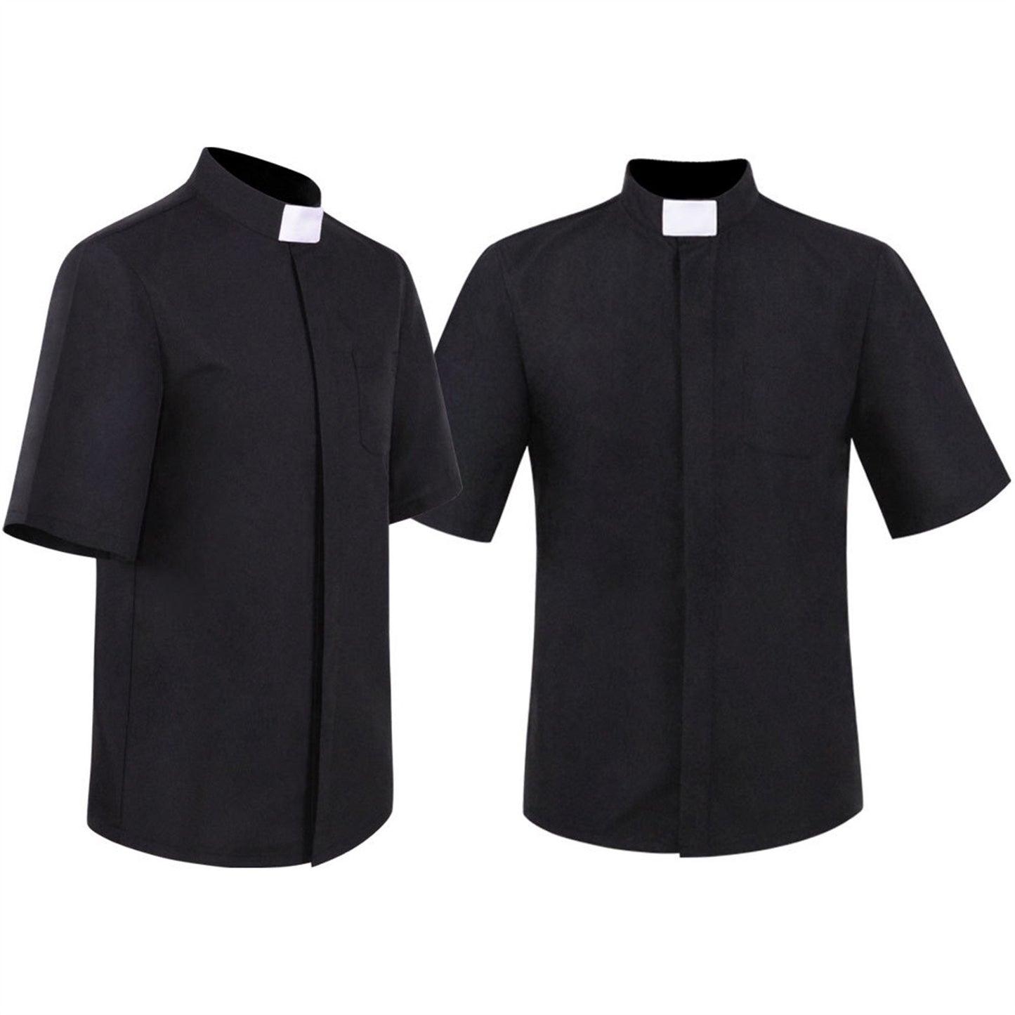 Tub Collar Clergy Pastor Men Preacher Black Priest Shirts