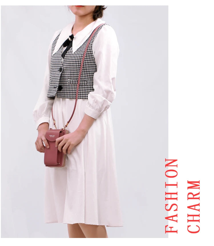 Phone Crossbody Bags for Women Shoulder Bag  With Headphone Plug 3 Layer Wallet