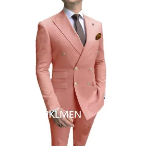 Men Formal 2peice Double Breasted Wedding Suit Prom Tuxedo Blazer Gold Buttons