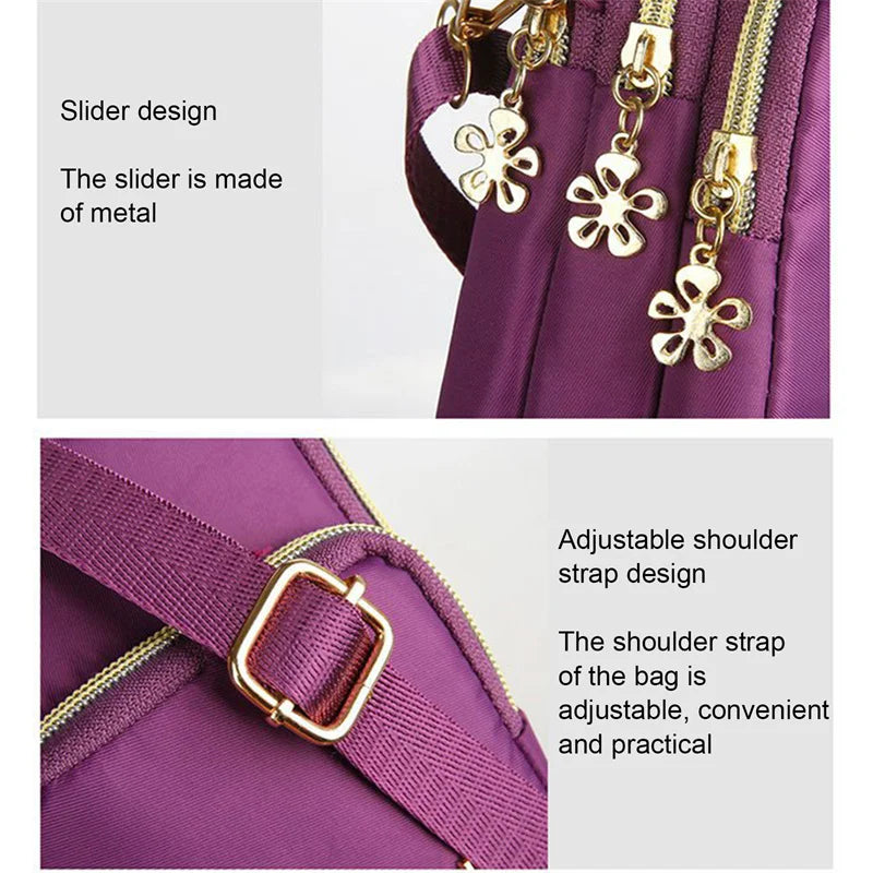 Phone Crossbody Bags for Women Shoulder Bag  With Headphone Plug 3 Layer Wallet