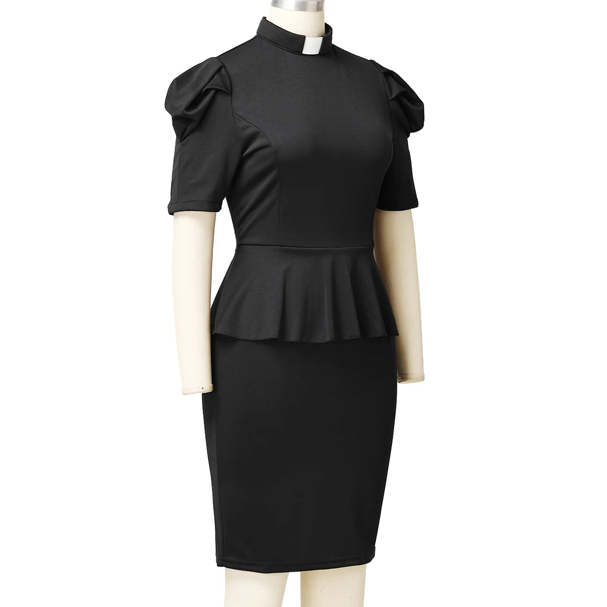 Clergy Women Dress Short Sleeves Black Minister Dress