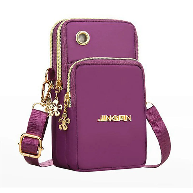 Phone Crossbody Bags for Women Shoulder Bag  With Headphone Plug 3 Layer Wallet
