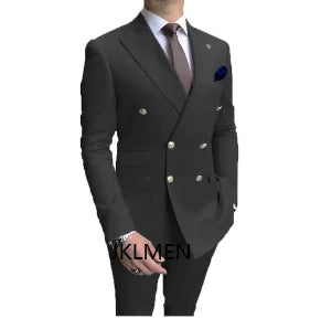 Men Formal 2peice Double Breasted Wedding Suit Prom Tuxedo Blazer Gold Buttons