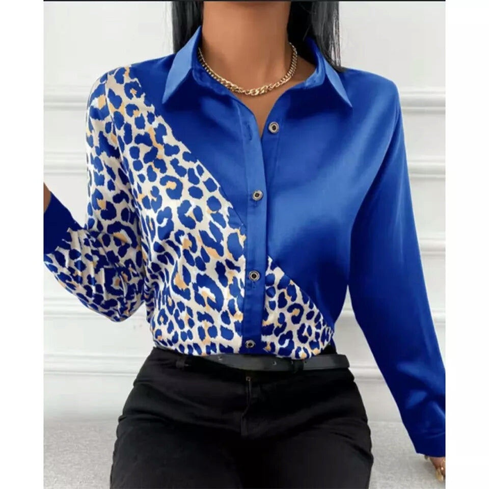 Women Short Sleeve Pokey Dots Pull Over Blouse Top And Long Sleeves Leopard Style Blouses