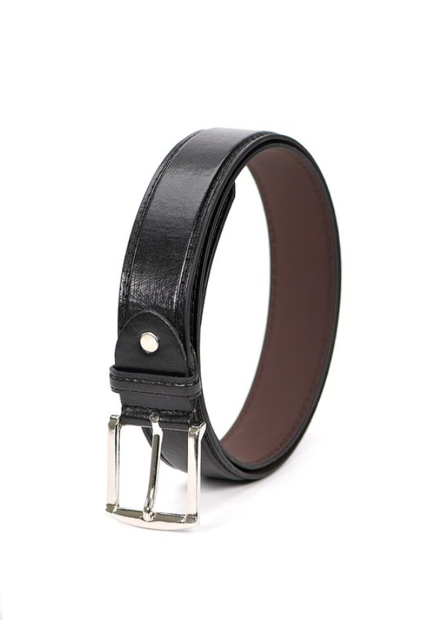 Black Leather Man Office Work Formal Belt