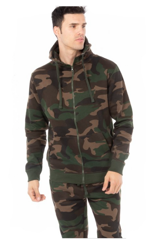 Men Camouflage Zipper Hoodie