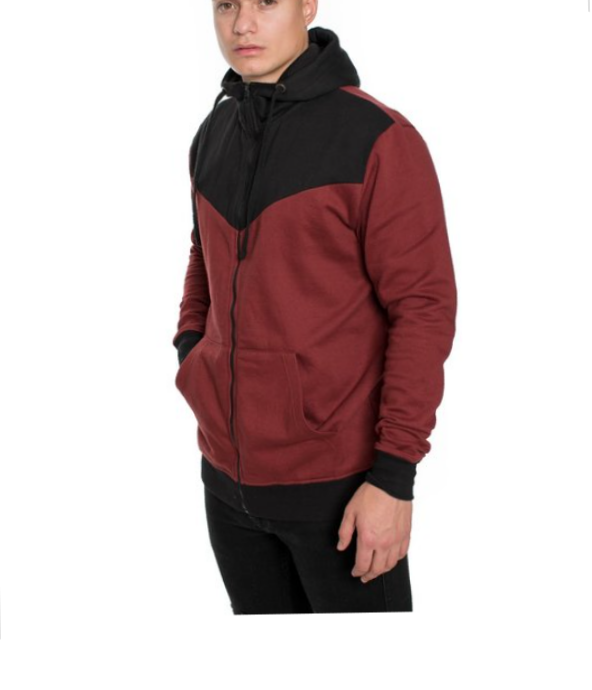 Black and Burgurdy Men Hoodie