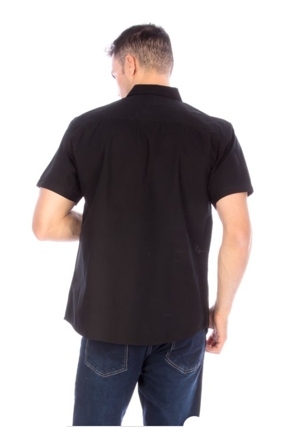 Short Sleeve Men Solid Button Up Shirt