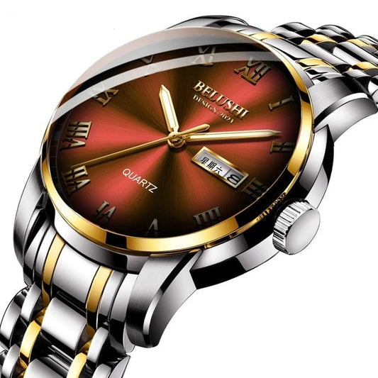 BelushI Top Brand Watch Men Stainless Steel Business Style Office Formal