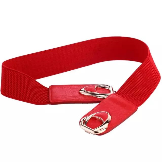 Leather Stretch Wide Belt Elastic With Buckle