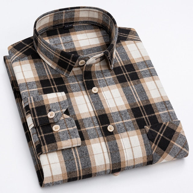 Men Plaid Regular Fit Long Sleeves Shirts