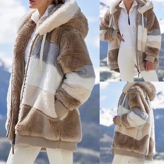 Women Winter Coat With Hoodie Zipper