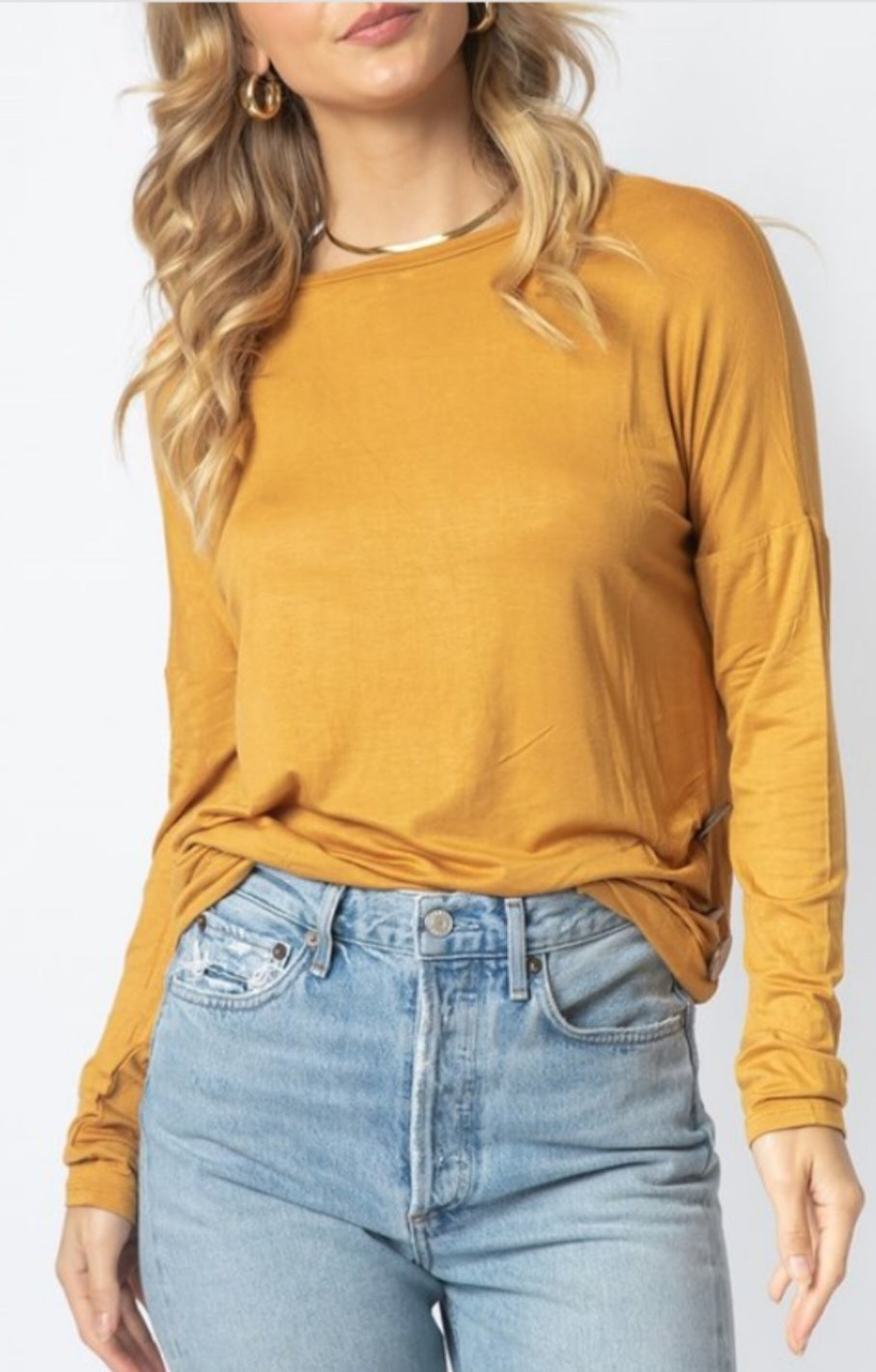 Women's Solid Long Sleeves Blouse Round Neck Top