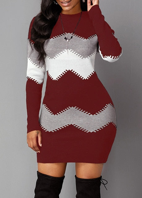 New Women Long sleeves Sweater Dress