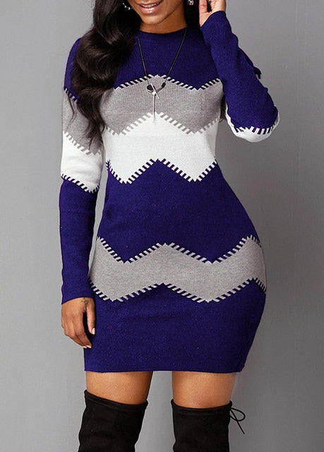 New Women Long sleeves Sweater Dress