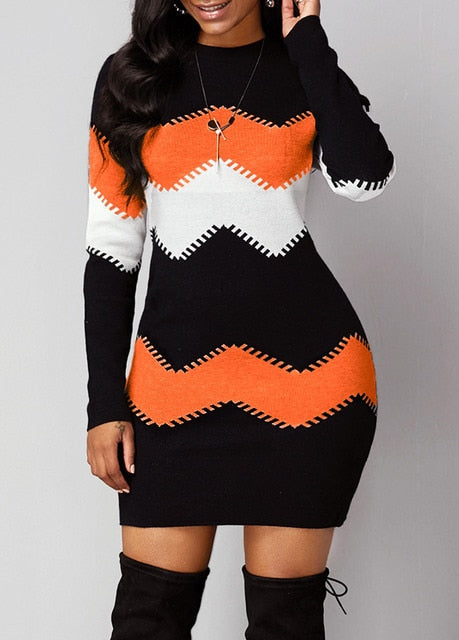 New Women Long sleeves Sweater Dress