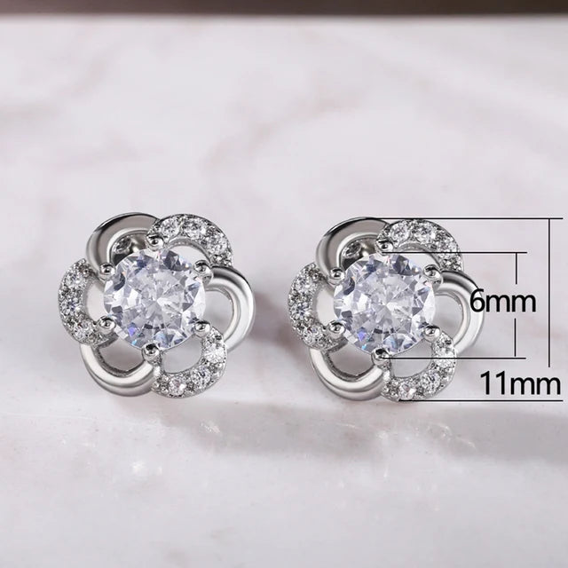 Rhinestone Crystal Snow Flake Stud Women Earring