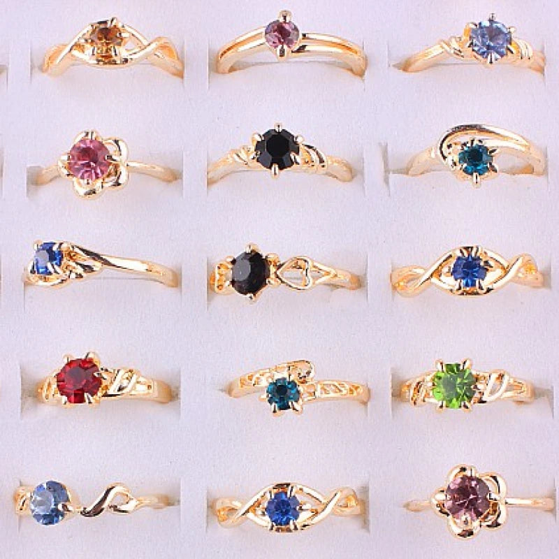 Women Birthstone Stylish Gold Plated Rings