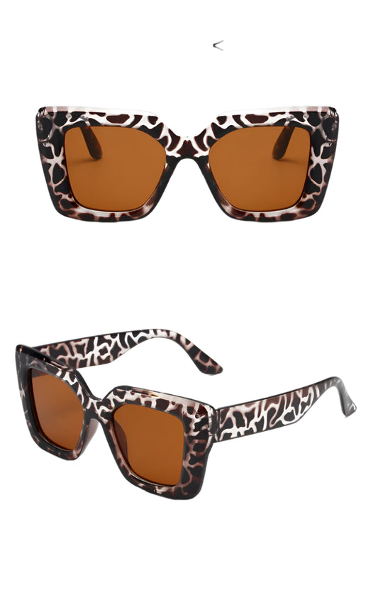 Leopard Square Women Big Stylish Brown Sun Glasses