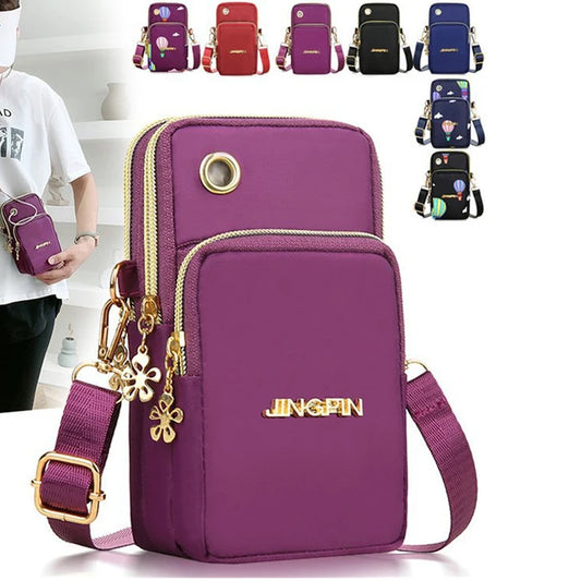 Phone Crossbody Bags for Women Shoulder Bag  With Headphone Plug 3 Layer Wallet