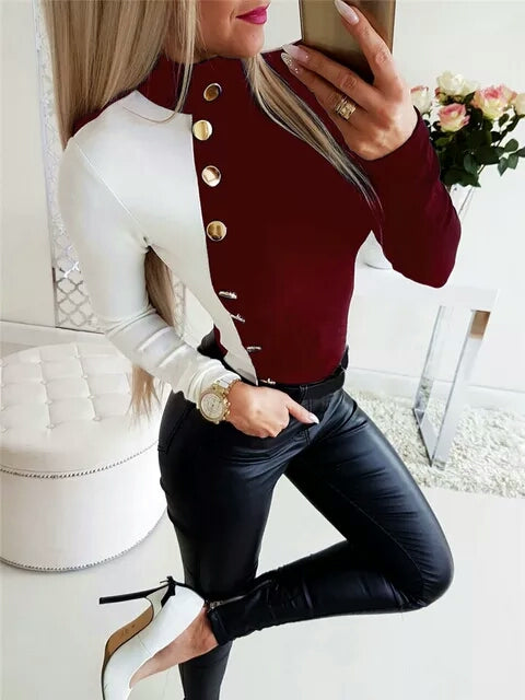 Lady Long Sleeves Blouse With Buttons In The Front