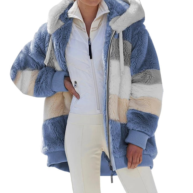 Women Winter Coat With Hoodie Zipper